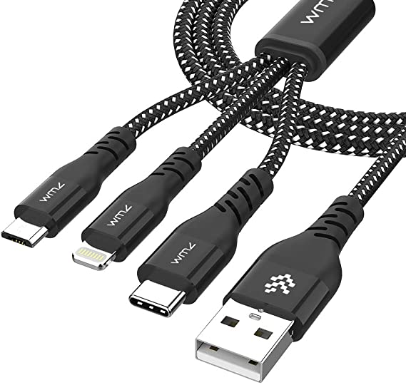 Charger Cable, 3 in 1 Cable Universal Charger Cable, Nylon Braided 3.3FT USB 2.0 PC Data Sync Multiple USB Cable with USB Type C/Micro/Lighting Cable Compatible with Galaxy S10 S10E S9 S8 S20 Plus Note 10 9 8, 11 11 Pro max X XS XR XS Max,Google Pixel LG HTC Xbox PS4 Nexus MP3 Tablet and More