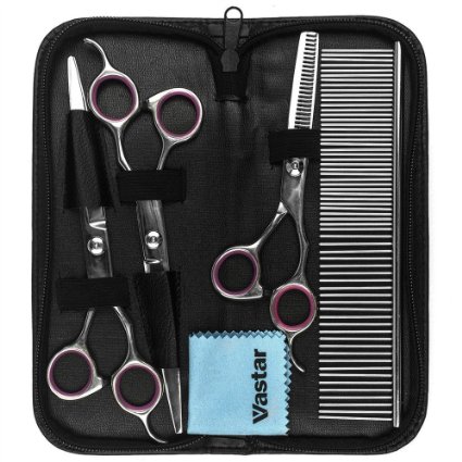 Vastar Curved Scissor Set- Perfect For Pet Grooming Durable Stainless Steel Provided With Pouch and Steel Grooming Comb