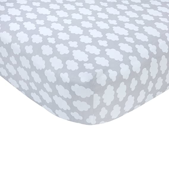 Carter's Grey Cloud Print Cotton Sateen Crib Sheet - 52" x 28"