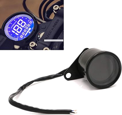 Polarlander Universal Motorcycle Digital Motorcycle Speedometer Retro LCD Odometer Cafe Racer Tachometer Indicator Scooter ATV Meter