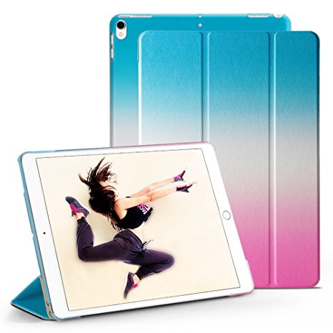 iPad Pro 10.5 Case, XULIS Lightweight Smart Rainbow Case, PU Leather Front and Translucent Hard Back With Tri-Fold Stand and Magnetic Auto Sleep/ Wake Function for iPad Pro 10.5 (Blue Rose)
