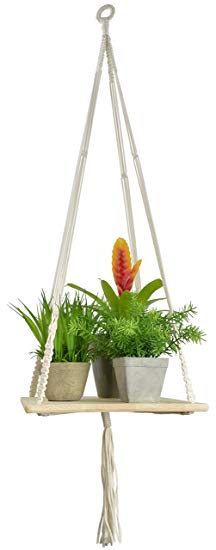 Macrame Hanging Planter with Shelf - Plant Hanger - Macrame Display Wall Hanging Shelf Swing Rope Floating Shelves Home Decor - 43 Inches (Square), By My Urban Crafts