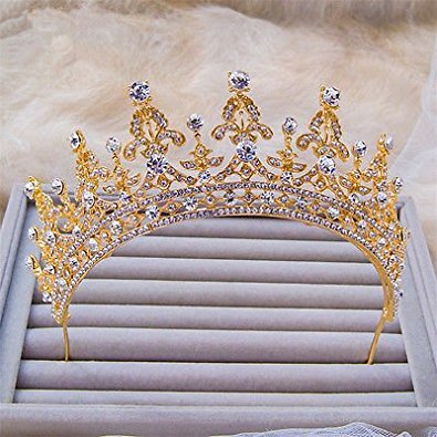 Sunshinesmile Vintage Wedding Bridal Crystal Gold Headband Crown Tiara Hair Accessories