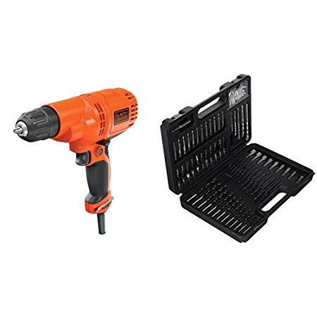 BLACK DECKER DR260C 5.5 Amp 3/8'' Drill/Driver. with BLACK DECKER BDA91109 Combination Accessory Set, 109-Piece