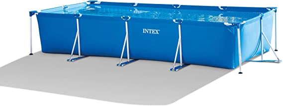 Intex 28279EH 14ft x 33in Puncture Resistant Rectangular Frame Above Ground Backyard Outdoor Swimming Pool with 530 Gallon Filter