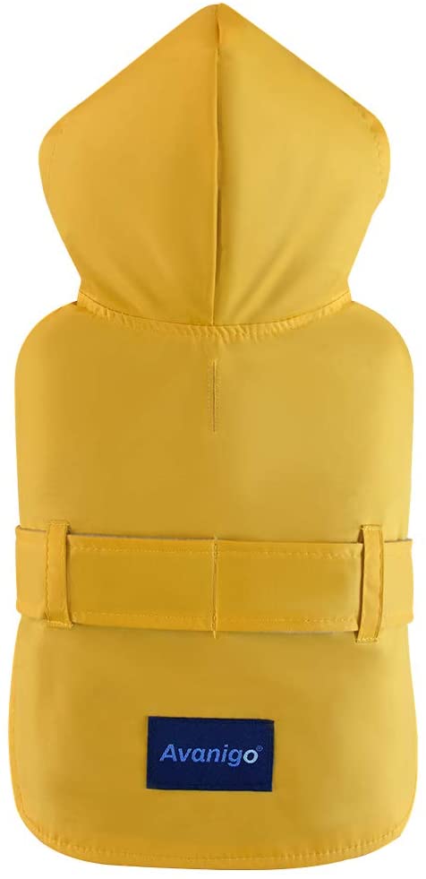 Avanigo Dog Wear Yellow Dog Raincoat with Pockets, Dog Rain Jacket with Hood, Rain/Water Resistant, Stylish Premium Dog Raincoats