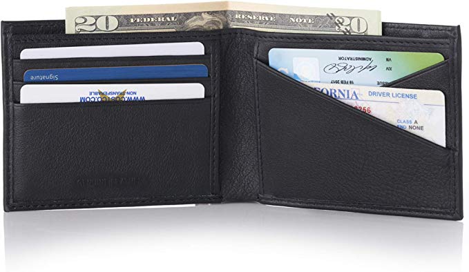 Double Diamond Mens RFID Bifold Wallet with Divided Bill Section