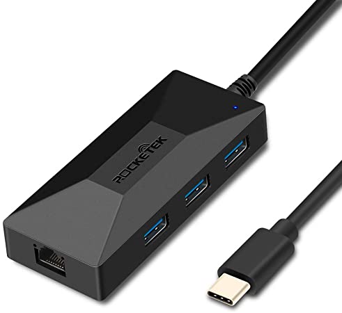 Rocketek USB C Hub, USB 3.1 Type-C to 3 Port USB Hub with 1Gbps Ethernet Adapter, Compatible for MacBook Pro,Chromebook,Other Type C Laptops