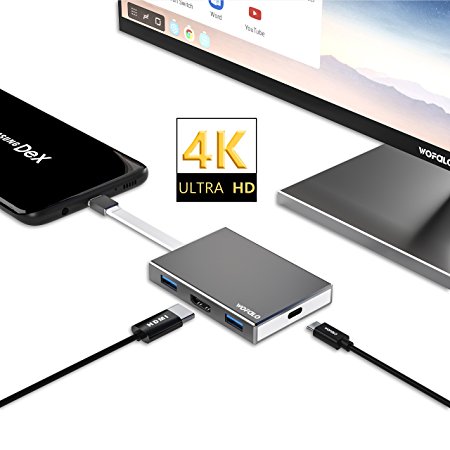 USB Type C to HDMI Adapter for Nintendo Switch,Samsung Galaxy S8/S8 Plus/Note 8 and MacBook Pro,Wofalodata HDMI & USB 3.0 & Power Delivery Portable Multifunctional Hub Converter