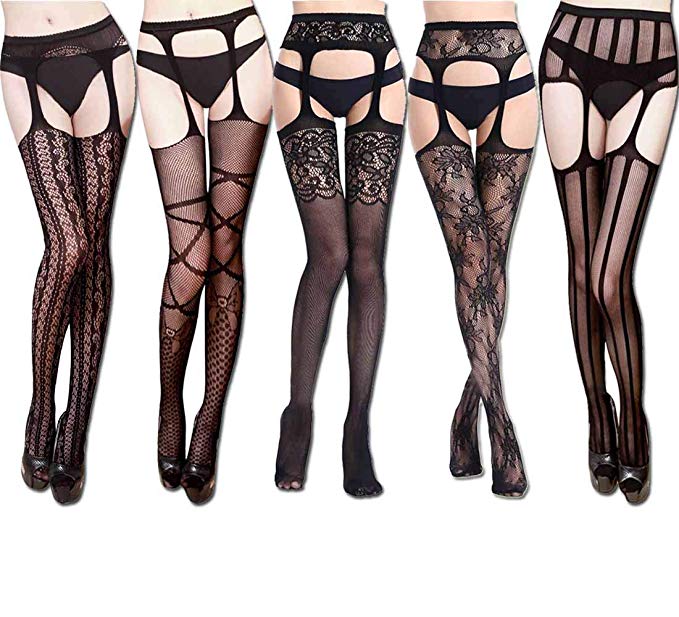 Lady Up Pantyhose Tights Lace Flowery Stockings for Sexy Women Thigh High Hosiery