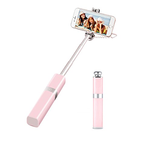 Lipstick Selfie Stick (Lipstick Design) Pocket Size, ProCIV Cute Fashion Portable Extendable Monopod For IPhone 7 6 6s Plus 5s Samsung S7 S6 S5 S4 Note 2 3 4 5 Android Smart Phones Pink