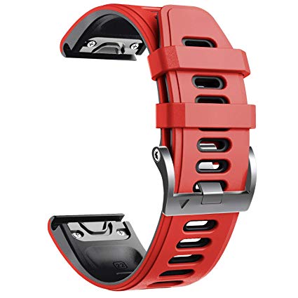 Notocity Compatible with Fenix 6 pro Watch Band for Fenix 6/Fenix 6 Pro/Fenix 5/Fenix 5 Plus/Forerunner 935/Forerunner 945/Approach S60/Quatix 5 (Red-Black)
