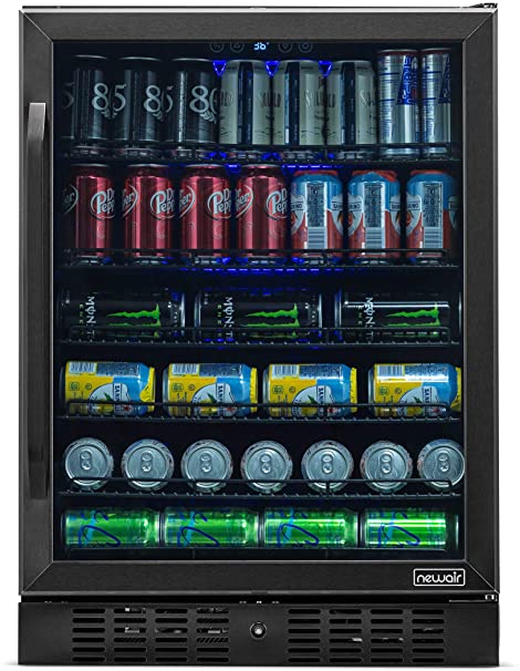 NewAir NBC177BS00 Cooler, Built-in or Stand Alone, High Beverage Mini Fridge with Glass Door, 177 Can Capacity, Black Stainless Steel