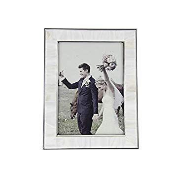 Unique Wedding Picture Frame 5x7 White - Fulemay Ornate Freshwater Shell Anniversary Photo Frame For Family And Friends