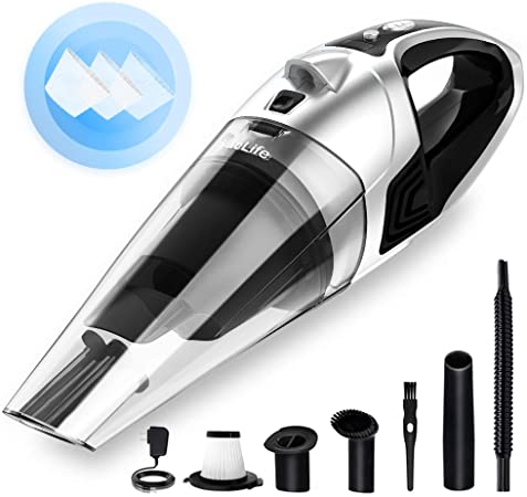 VacLife Handheld Vacuum, Hand Vacuum Cordless with High Power, Mini Vacuum Cleaner Handheld Powered by Li-ion Battery Rechargeable Quick Charge Tech, for Home and Car Cleaning, Wet & Dry - Silver