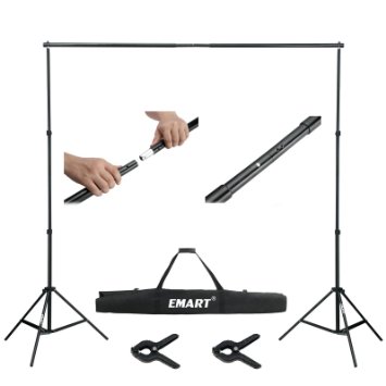 Emart 10ft Adjustable Background Support Backdrop Stand Kit with Carry Bag and Clamps Gifts