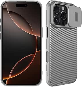 Mangix for iPhone 16 Pro Case with Camera Cover,Slim Fit Thin Polycarbonate Protective Shockproof Cover with Slide Camera Cover, Upgraded Case for Phone 16 Pro 6.3inch 2024 (Gray)