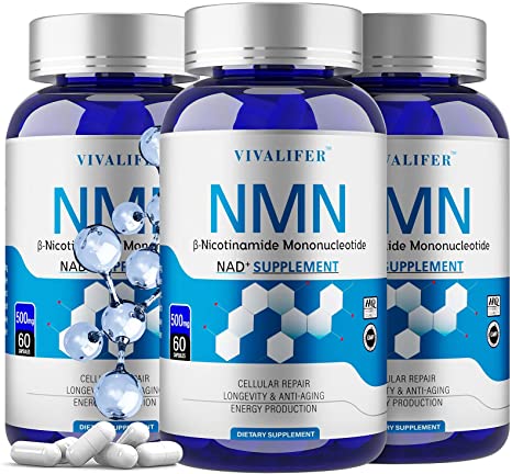 3 Pack NMN Supplement, 500MG Powerful Nicotinamide Mononucleotide Capsules for Supports Anti-Aging & Antioxidant, Longevity and Energy, Naturally Boost NAD  Levels (NMN 60PCS)