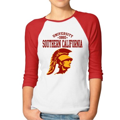 Women's USC Trojans University Of Southern California 3/4 Sleeve Raglan T-Shirt