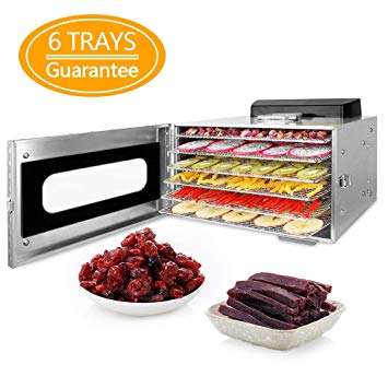 Weanas Food Dehydrator Machine Premium Countertop Stainless Steel Food Dehydrator Preset Temperature Settings, 600W Professional Household Vegetable Dryer with Digital Timer and Temperature Control (6 Trays)