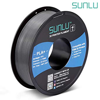 SUNLU PLA Plus 3D Filament 1.75mm for 3D Printer & 3D Pens, 1KG (2.2LBS) PLA  Filament Tolerance Accuracy  /- 0.02 mm, Grey