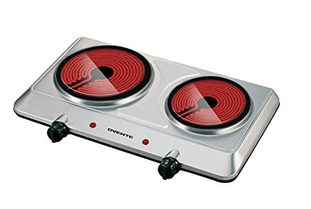 Ovente BGI202S 1500 Watts Trendy Portable Ceramic Infrared Double Cooktop Burner