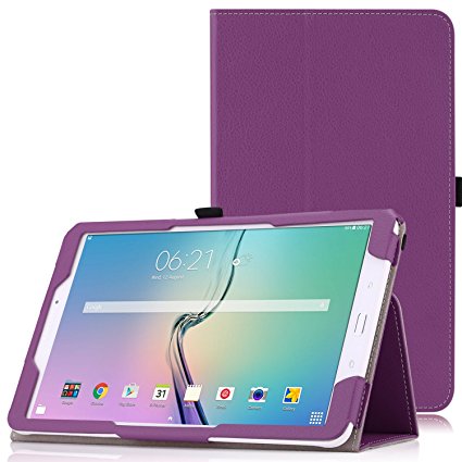 MoKo Tab E 9.6 Case - Slim Folding Cover for Samsung Galaxy Tab E / Tab E Nook 9.6 Inch 2015 Tablet (Fit Both WiFi and Verizon 4G LTE Version), PURPLE