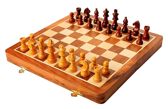 StonKraft 16" x 16″ Collectible Wooden Folding Chess Game Board Set Wooden Magnetic Crafted Pieces (Delivery &lt; 7 Days)