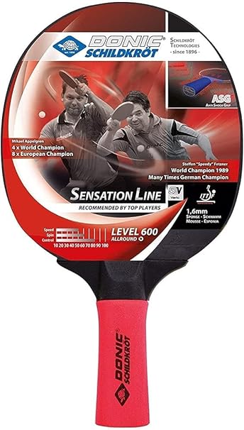Donic-Schildkröt Sensation Line 600 Table Tennis Bat ASG Handle 1.6 mm Sponge Prestige ITTF Surface 724402