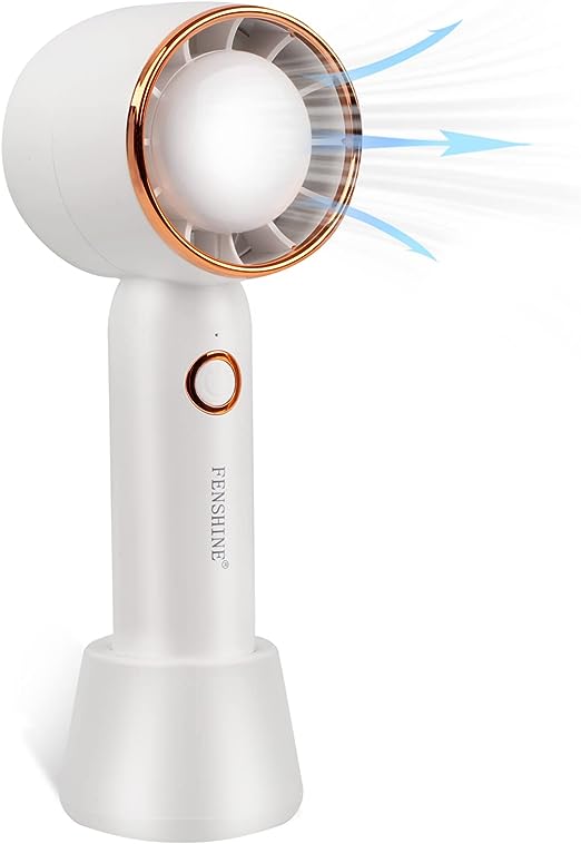 Mini Handheld Fan, Portable USB Rechargeable Fan with 3 Speeds Setting, Lashes Extensions Dryer Fan, Ficial No Noise Fan with Removable Base, for Kids Elderly Travel Office Home Outdoor (White)