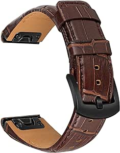 TRUMiRR Watchband for Fenix 7X Pro Sapphire Solar / 6X Pro / 5X Plus, 26mm Watch Band Croco Leather Strap for Garmin Instinct 2X / Epix Pro 51mm / Fenix 3/3 HR/Descent Mk1 Mk2 Mk2i Mk3i 51mm