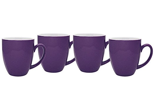 Culver 16-Ounce Bistro Ceramic Mug, Purple, Set of 4