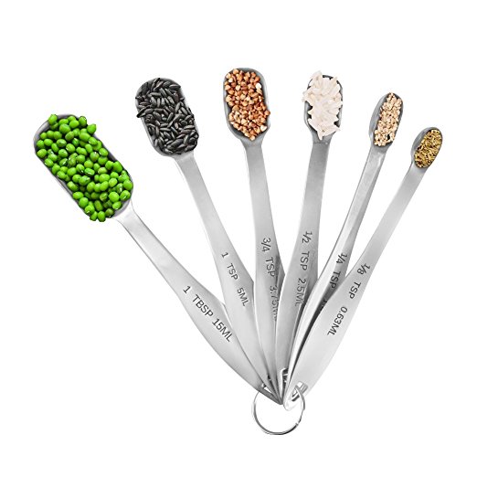 Stainless Steel Measuring Spoons set, Alotpower Metal Measuring Spoon with 3/4 tsp 1/2 tsp 1/4 tsp 1/8 tsp Fits in Spice Jars– Non-Rust, Slim Design