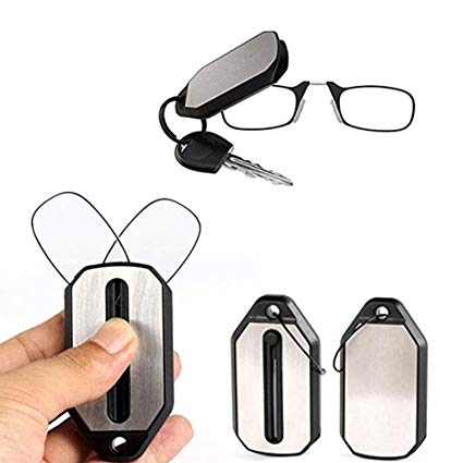 ink2055 Unisex Foldable Nose Clip Reading Glasses Keychain Fob Strength 1.5 2.0 2.5 3