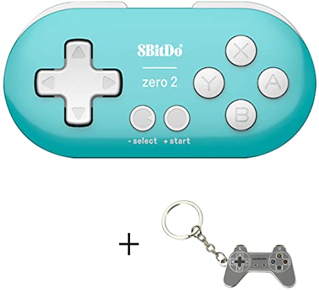 AKNES Zero 2 Bluetooth Gamepad for Nintendo Switch with Keychain, Bluetooth Gamepads with Ultimate Software, Game Wireless Controller for Steam, MacOS, PC, Android & Raspberry Pi-Turquoise