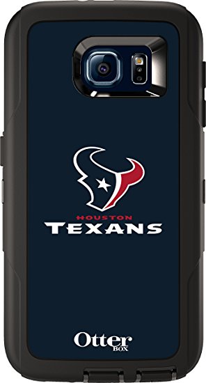 OtterBox DEFENDER SERIES  for Samsung Galaxy S6, NFL TEXANS - Retail Packaging - NFL TEXANS (BLACK W/HOUSTON TEXANS NFL LOGO)