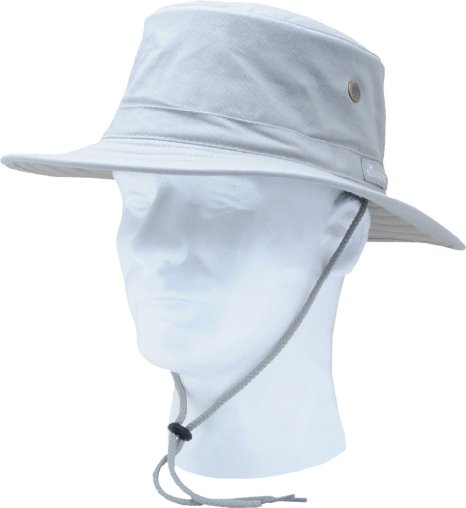 Sloggers 4471GY Classic Cotton Hat with Wind Lanyard Rated UPF 50  Maximum Sun Protection  - Grey - Adjustable Medium to Large