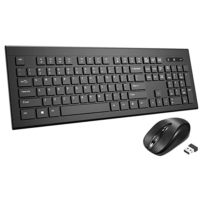 Wireless Keyboard and Mouse, TOPELEK Ultra-Thin Chiclet Keyboard and Mouse Combo with 12 Multimedia Shortcuts Keys, 3 DPI Adjustable Wireless Mouse(Max 1600DPI), 2.4Ghz USB Receiver for PC Desktop Computer Laptop Mac Tablet Office