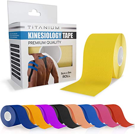 Titanium Sports Kinesiology Tape - 5m Roll of Elastic Water Resistant Tape for Support & Muscle Recovery - Quality Sports Tape