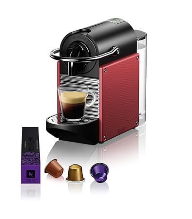 Nespresso Pixie Espresso Machine By delonghi, caramine Red