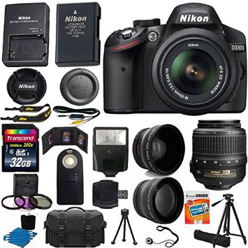 Nikon D3300 24.2 MP CMOS Digital SLR Camera   18-55mm VR II Zoom Lens   2x Professional Lens   HD Wide Angle Lens   Filter Kit   32GB Accessory Bundle (20 Items) International Version (No Warranty)