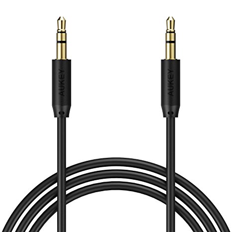 AUKEY Audio Cable 3.5mm Premium Auxiliary 4ft AUX Audio Cable for Headphones, iPods, iPhones, iPads, Home or Car Stereos and More