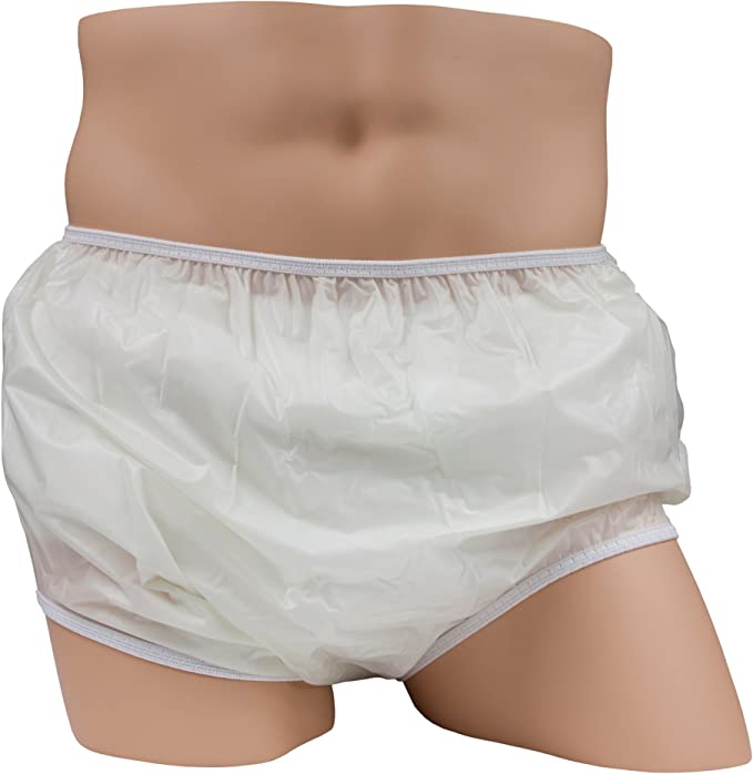 LeakMaster Adult Pull-On Vinyl Plastic Pants - Soft, Quiet and Form Fitting Incontinence Waterproof Diaper Covers for Adults - White, 5X-Large Fits 60-66 Inch Waist