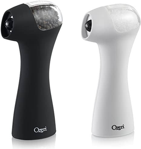 Ozeri OZG11 Graviti Pro II Electric Salt and Pepper Grinder Set, BPA-Free, Black/White