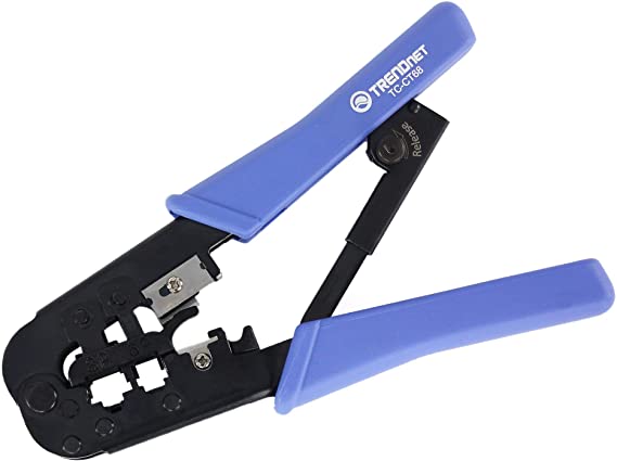 Crimping Tool, Crimp, Cut, and Strip Tool, for Any Ethernet or Telephone Cable, All Steel Construction, Blue/Black, RJ-11/RJ-45