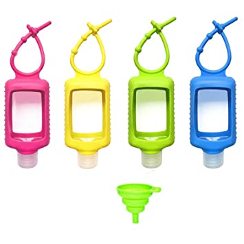 2 OZ hand sanitizer holder keychain with Empty Squeeze Bottle and FunnelTravel Size Hand Sanitizer Holder