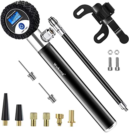 Wukong Bicycle Pump - Bike Pump with Pressure Gauge 120 PSI Electric Display Bike Bycicles Pumps Kit for Mountain Bikes
