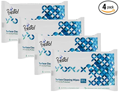 Presto! Surface Cleaning Wipes - 30 wipes/pack (Pack of 4)
