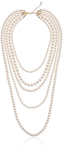 Gold-Tone Cream Color Pearl Multi-Strand Necklace, 34" 2"