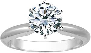 IGI Certified 1 Carat Round Brilliant Cut/Shape 14K White Gold Solitaire Diamond Engagement Ring 6 Prong (H-I Color, Eye Clean Clarity center stones Center Stones)